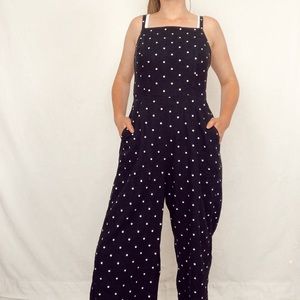 Blue polka-dot jumpsuit